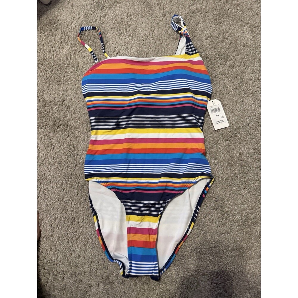 NAUTICA  Bright Striped Ladies Size Medium One Piece Bathing Suit Brand New
